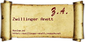 Zwillinger Anett névjegykártya
